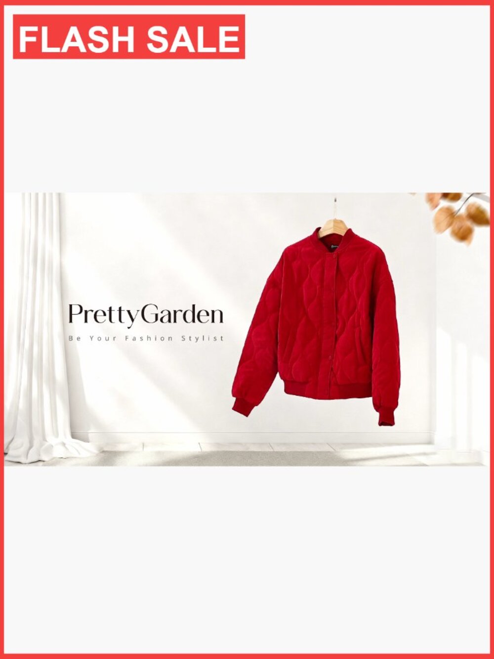 Quilted Bomber Jacket Lightweight Cropped Zip Up Puffer Coat with Pockets - Picture 5 of 7